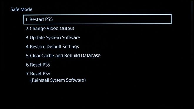 Change Video Output option in PS5 safe mode settings