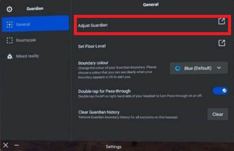 Oculus Quest 2 Keeps Guardian settings