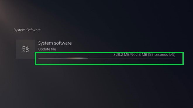 PS5 software updating in progress